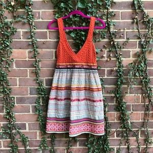 Free People Knit Bodice Colorful Babydoll Dress